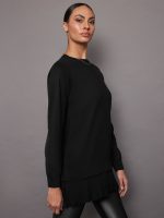 Pallas Pleated Sweatshirt Dress - Black - Image 5
