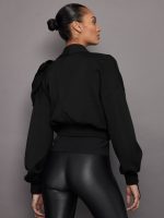 Nomia Cropped Rosette Cardigan - Black - Image 4