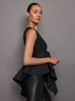 Aphrodite Peplum Top - Black - Image 4