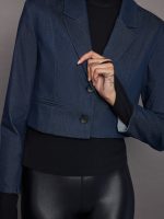 Demeter Cropped Denim Blazer - Denim - Image 3
