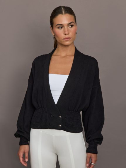 Nomia Ribbed Waist Cardigan - Black