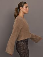 Carme Plush Lace Bell Sleeve Top - Cappuccino - Image 5