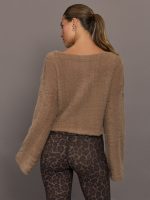 Carme Plush Lace Bell Sleeve Top - Cappuccino - Image 3