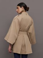 Chloe Trapunto Trench Cape - Sand - Image 4