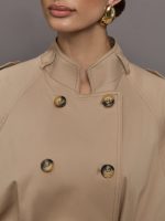 Chloe Trapunto Trench Cape - Sand - Image 6