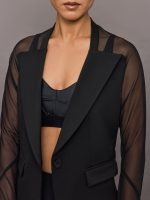 Bronte Mesh Sleeve Knit Jacket - Black - Image 6