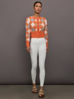 Nomia Plaid Pearly Cardigan - Mandarine/Gold - Image 3