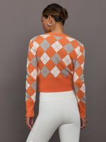 Nomia Plaid Pearly Cardigan - Mandarine/Gold - Image 5