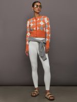 Nomia Plaid Pearly Cardigan - Mandarine/Gold - Image 7