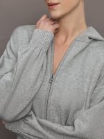 Nomia Ruched Zip Hoodie - Heather Grey - Image 6