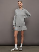 Nomia Pleated Hem Hoodie Dress - Heather Grey - Image 3