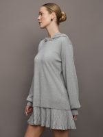 Nomia Pleated Hem Hoodie Dress - Heather Grey - Image 4