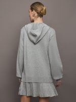 Nomia Pleated Hem Hoodie Dress - Heather Grey - Image 5