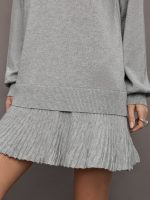 Nomia Pleated Hem Hoodie Dress - Heather Grey - Image 7