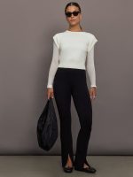 Nomia Sheer Sleeve Crew Neck Sweater - White - Image 4