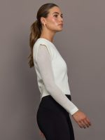 Nomia Sheer Sleeve Crew Neck Sweater - White - Image 5