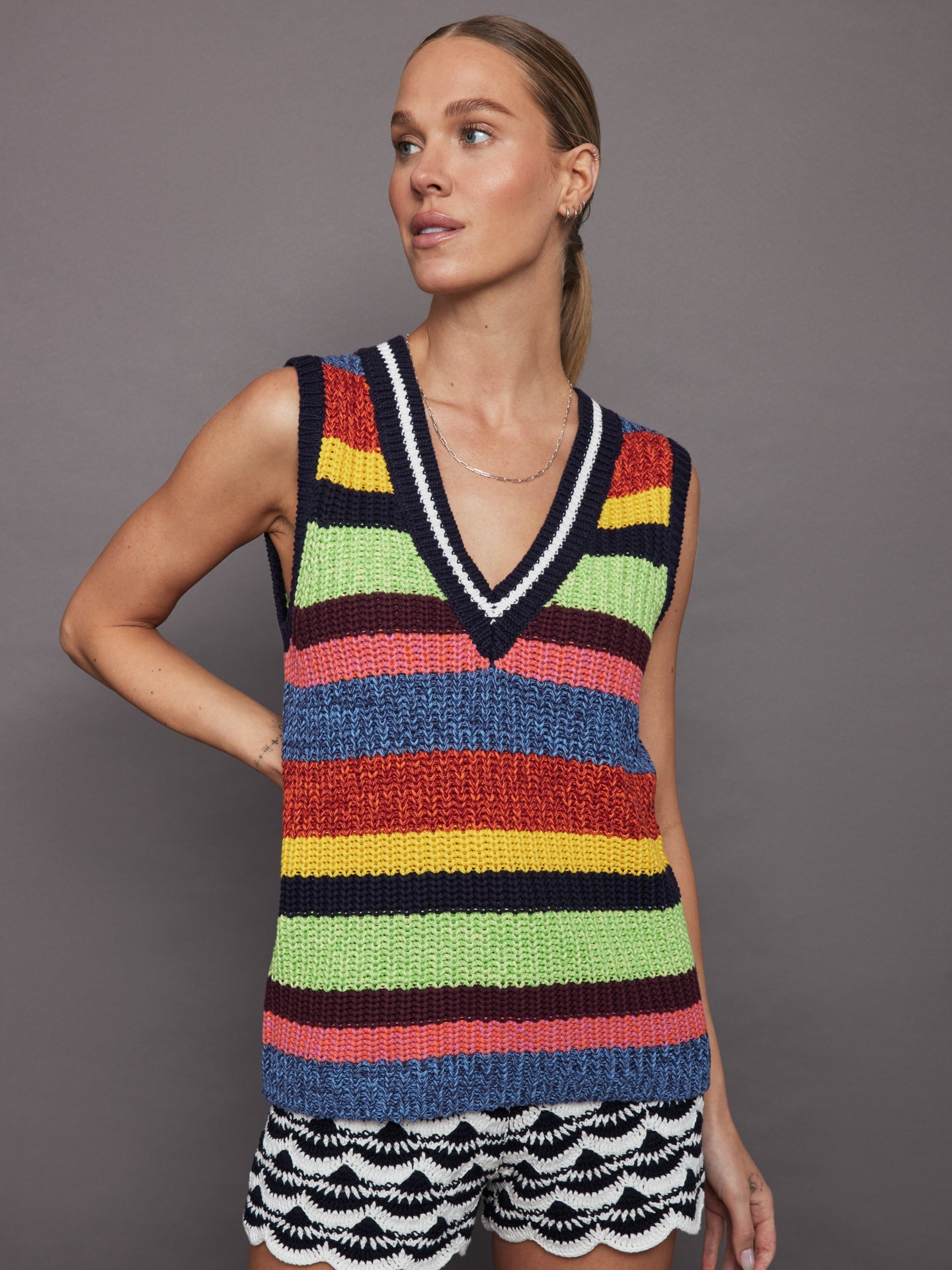 THEU-USW224033-MULTIMULTI-Wabi-Sabi-Nikko-Knit-Vest-color-Stripe_0914-Edit Wabi Sabi Nikko Knit Vest - Stripe - Image 1