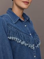 Wildwest Sylve Fringe Shirt - Blue - Image 6