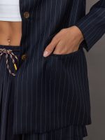 Wool Boyfriend Blazer - Stripe - Image 7