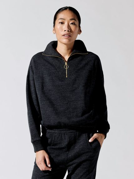 Miller Half Zip Sweatshirt - Black Marl
