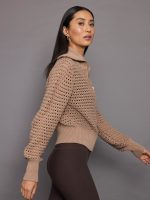 Eloise Full Zip Knit - Warm Taupe - Image 4
