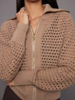 Eloise Full Zip Knit - Warm Taupe - Image 5