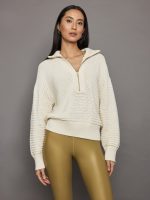 Tara Half Zip Knit - Whitecap Grey