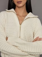 Tara Half Zip Knit - Whitecap Grey - Image 6