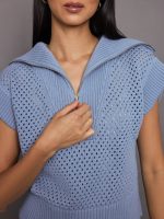 Mila Half Zip Knit - Ashley Blue - Image 3