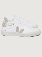 White natural suede sneakers with the Veja brand logo.
