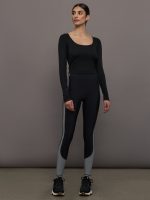 Rivington Ribbed Long Sleeve Scoop Neck Crop Top - Black - Image 3