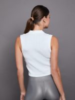 V-Neck Polo Tank - Optic White - Image 4