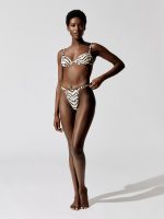 Adjustable Ruched Bikini Bottom - Off White Tiger - Image 3