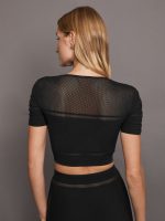 NET LINES SHORT SLEEVE TOP - BLACK - Image 4