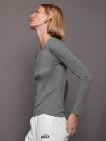 Rivington Ribbed Long Sleeve Top - Grey Heather - Image 4