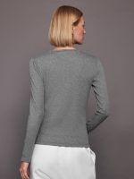Rivington Ribbed Long Sleeve Top - Grey Heather - Image 5