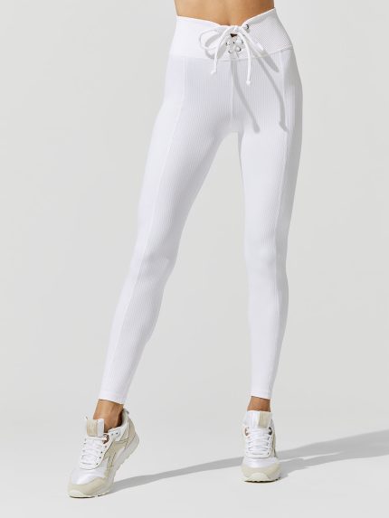 Ribbed Football Legging - White