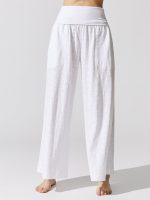 Slub Jersey Wide Leg Fold Over Pant - White