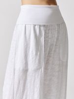 Slub Jersey Wide Leg Fold Over Pant - White - Image 6
