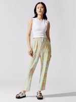 Palm Print Silk Charmueuse Pull-on Pant - Abstract Palm Print - Image 4