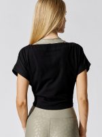 Tie Front Tee - Black - Image 5