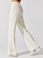 Terry Wide Leg Pant - Creme With White African Jasper Stone - Image 3