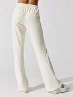 Terry Wide Leg Pant - Creme With White African Jasper Stone - Image 4
