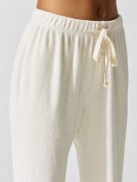 Terry Wide Leg Pant - Creme With White African Jasper Stone - Image 5