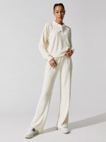 Terry Wide Leg Pant - Creme With White African Jasper Stone - Image 6
