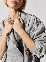 Noumi Oversized Denim Jacket - Smoke Grey - Image 4