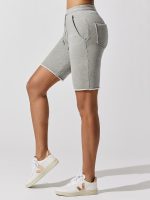 Romy Raw Edge French Terry Bermuda Short - Heather Grey - Image 5