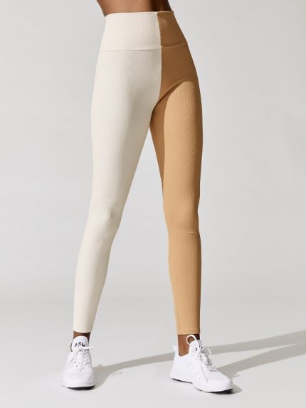 Rib Gigi Legging - Ivory/Camel
