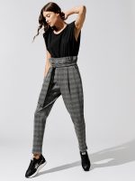 Plaid Paperbag Pants - Grey Plaid - Image 3
