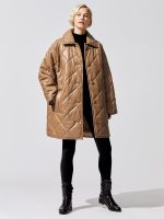 Jacey Leather Puffy Jacket - Taupe - Image 6
